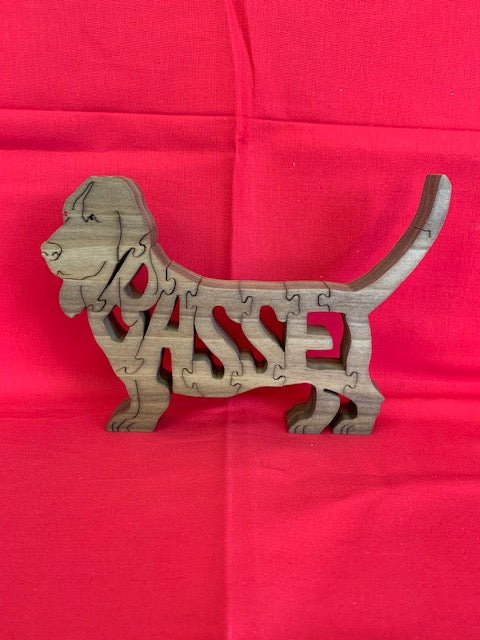 Basset Wooden Dog Puzzle Handmade Scroll Saw Art